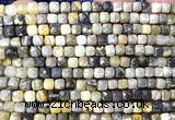 CCU1904 15 inches 4mm faceted cube eagle eye jasper beads