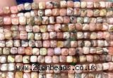 CCU1916 15 inches 4mm faceted cube rhodochrosite gemstone beads
