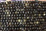 CCU1918 15 inches 4mm faceted cube golden obsidian beads