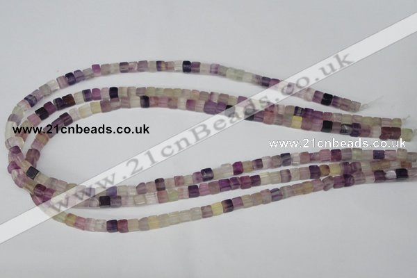 CCU23 15.5 inches 5*5mm cube rainbow fluorite beads wholesale