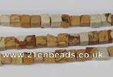 CCU29 15.5 inches 5*5mm cube picture jasper beads wholesale