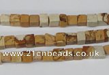 CCU29 15.5 inches 5*5mm cube picture jasper beads wholesale