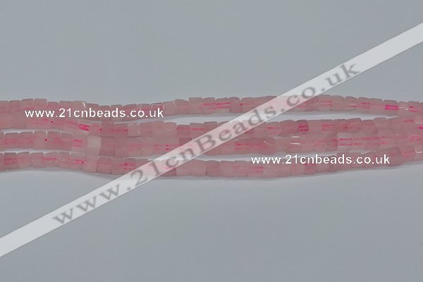 CCU300 15.5 inches 4*4mm cube rose quartz beads wholesale