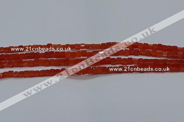 CCU305 15.5 inches 4*4mm cube red agate beads wholesale