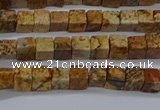 CCU309 15.5 inches 4*4mm cube picture jasper beads wholesale