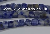 CCU313 15.5 inches 4*4mm cube blue spot stone beads wholesale