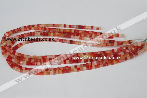 CCU32 15.5 inches 5*5mm cube red agate beads wholesale