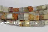 CCU33 15.5 inches 5*5mm cube bamboo leaf agate beads wholesale