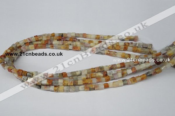 CCU33 15.5 inches 5*5mm cube bamboo leaf agate beads wholesale