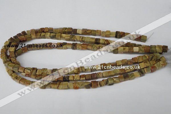 CCU41 15.5 inches 6*6mm cube picasso jasper beads wholesale