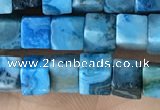 CCU453 15.5 inches 4*4mm cube blue crazy lace agate beads