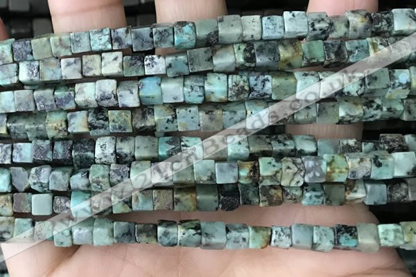 CCU461 15.5 inches 4*4mm cube African turquoise beads wholesale