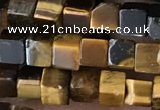 CCU464 15.5 inches 4*4mm cube yellow tiger eye beads wholesale