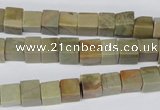 CCU47 15.5 inches 6*6mm cube silver leaf jasper beads wholesale