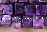 CCU484 15.5 inches 6*6mm cube purple crazy lace agate beads