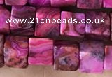 CCU485 15.5 inches 6*6mm cube fuchsia crazy lace agate beads