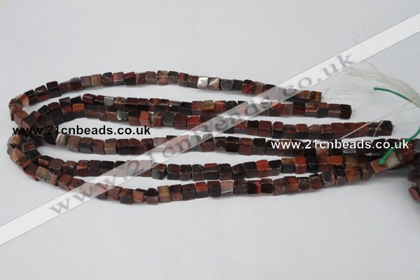 CCU49 15.5 inches 6*6mm cube red tiger eye beads wholesale