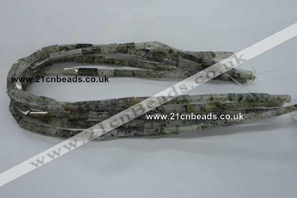 CCU514 15.5 inches 4*13mm cuboid moss quartz beads wholesale