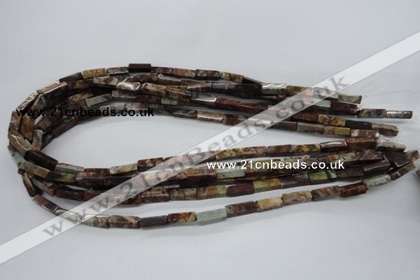 CCU522 15.5 inches 4*13mm cuboid green magic agate beads wholesale