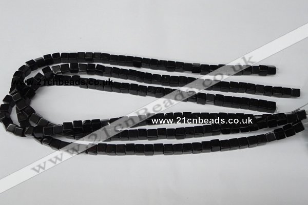 CCU53 15.5 inches 6*6mm cube black agate beads wholesale