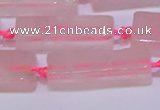 CCU603 15.5 inches 8*20mm - 10*30mm cuboid rose quartz beads