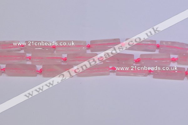 CCU603 15.5 inches 8*20mm - 10*30mm cuboid rose quartz beads