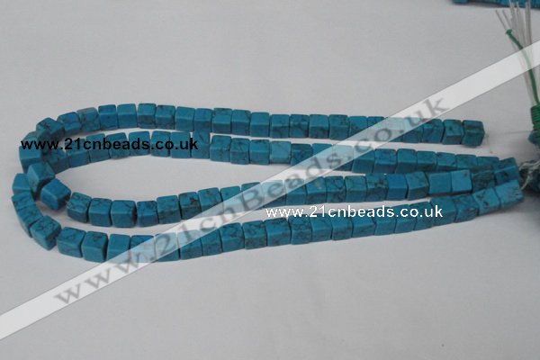 CCU62 15.5 inches 8*8mm cube turquoise beads wholesale