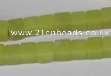 CCU64 15.5 inches 8*8mm cube olive jade beads wholesale