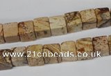 CCU65 15.5 inches 8*8mm cube picture jasper beads wholesale