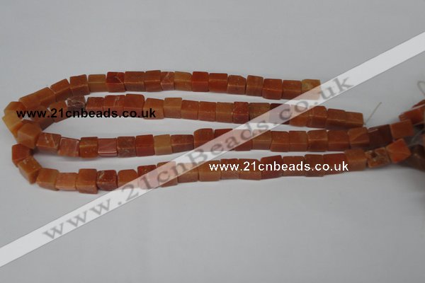 CCU68 15.5 inches 8*8mm cube red aventurine beads wholesale