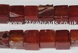 CCU70 15.5 inches 10*10mm cube red agate beads wholesale