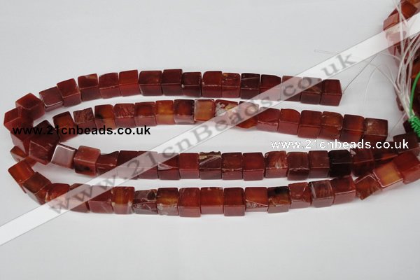 CCU70 15.5 inches 10*10mm cube red agate beads wholesale