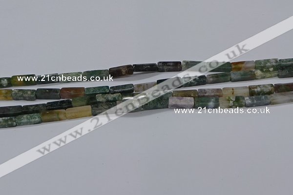 CCU713 15.5 inches 4*13mm cuboid moss agate beads wholesale