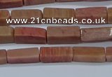 CCU717 15.5 inches 4*13mm cuboid pink wooden jasper beads wholesale