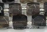 CCU752 15 inches 8*8mm faceted cube smoky quartz beads