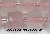 CCU753 15 inches 8*8mm faceted cube rose quartz beads