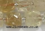 CCU755 15 inches 8*8mm faceted cube citrine beads