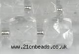 CCU770 15 inches 10*10mm faceted cube white crystal beads