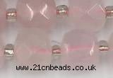 CCU773 15 inches 10*10mm faceted cube rose quartz beads