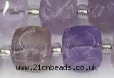 CCU779 15 inches 10*10mm faceted cube ametrine beads