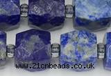 CCU789 15 inches 10*10mm faceted cube lapis lazuli beads