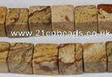 CCU80 15.5 inches 12*12mm cube picture jasper beads wholesale