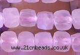 CCU806 15 inches 4mm faceted cube rose quartz beads