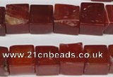 CCU81 15.5 inches 12*12mm cube red agate beads wholesale