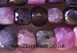 CCU812 15 inches 4mm faceted cube tourmaline beads