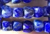 CCU816 15 inches 4mm faceted cube lapis lazuli beads