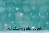 CCU835 15 inches 4mm faceted cube amazonite beads