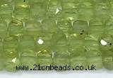 CCU836 15 inches 4mm faceted cube olive quartz beads