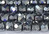 CCU850 15 inches 4mm faceted cube terahertz beads