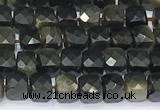 CCU852 15 inches 4mm faceted cube obsidian beads